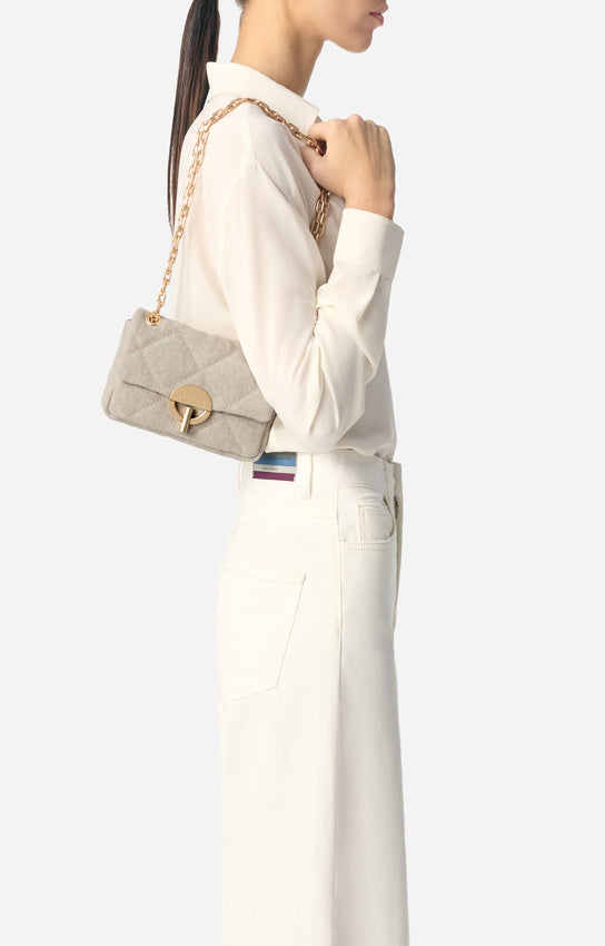 Sac Moon Nano Lin Matelassé Sable