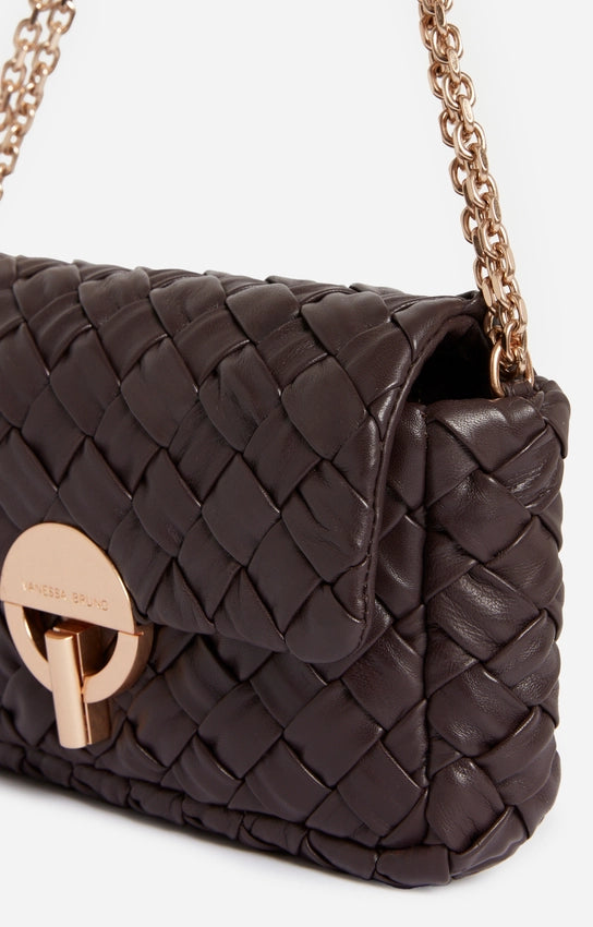 Sac Moon MM Cuir Tresse Chocolat