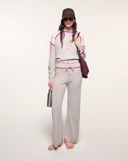 Jogging Large Bandes Gris Chiné Clair