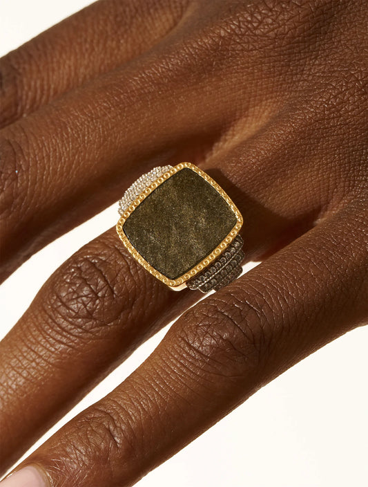 Bague Kara Obsidienne Dorée