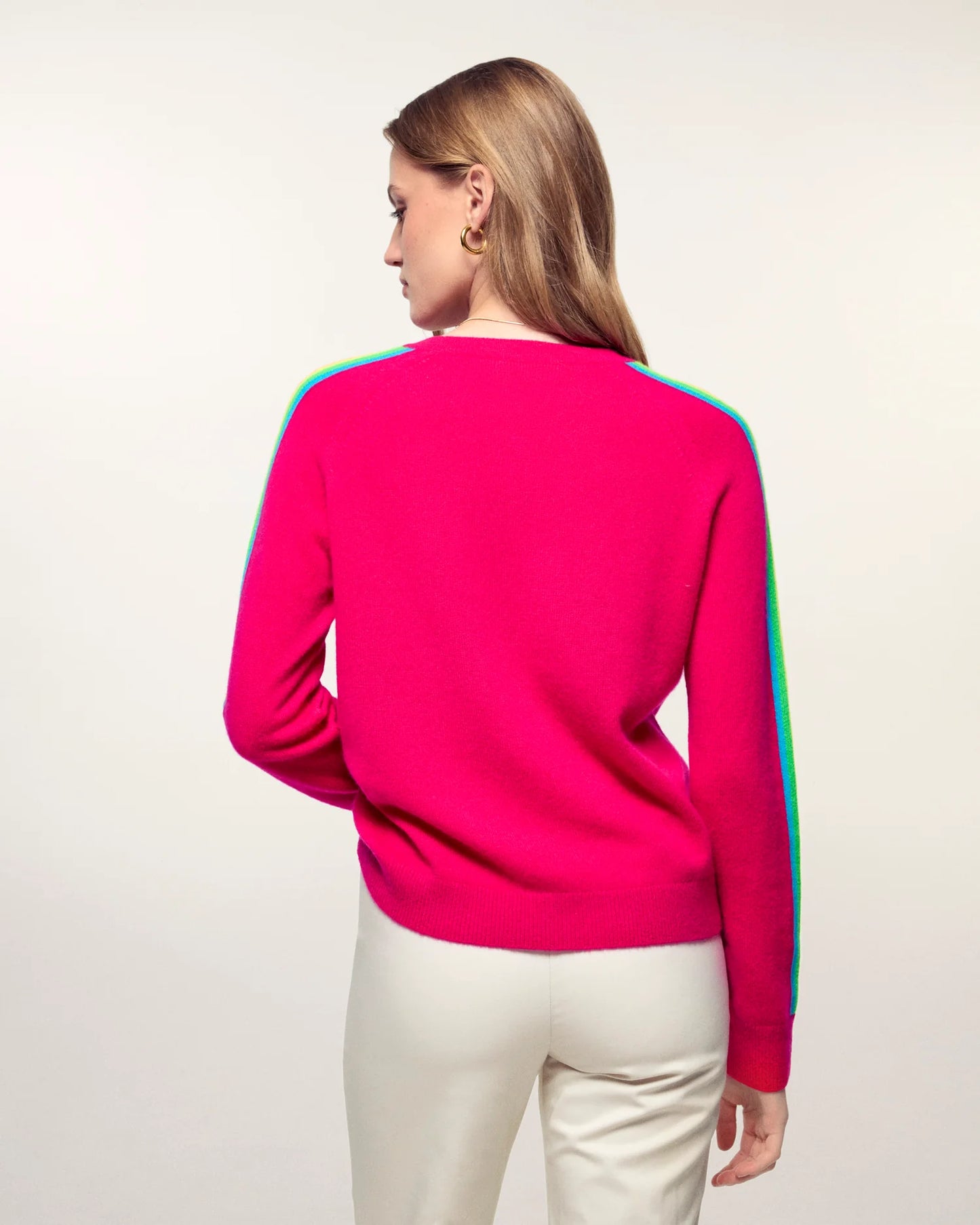 Pull Bandes Manches Multico Tropical Raspberry