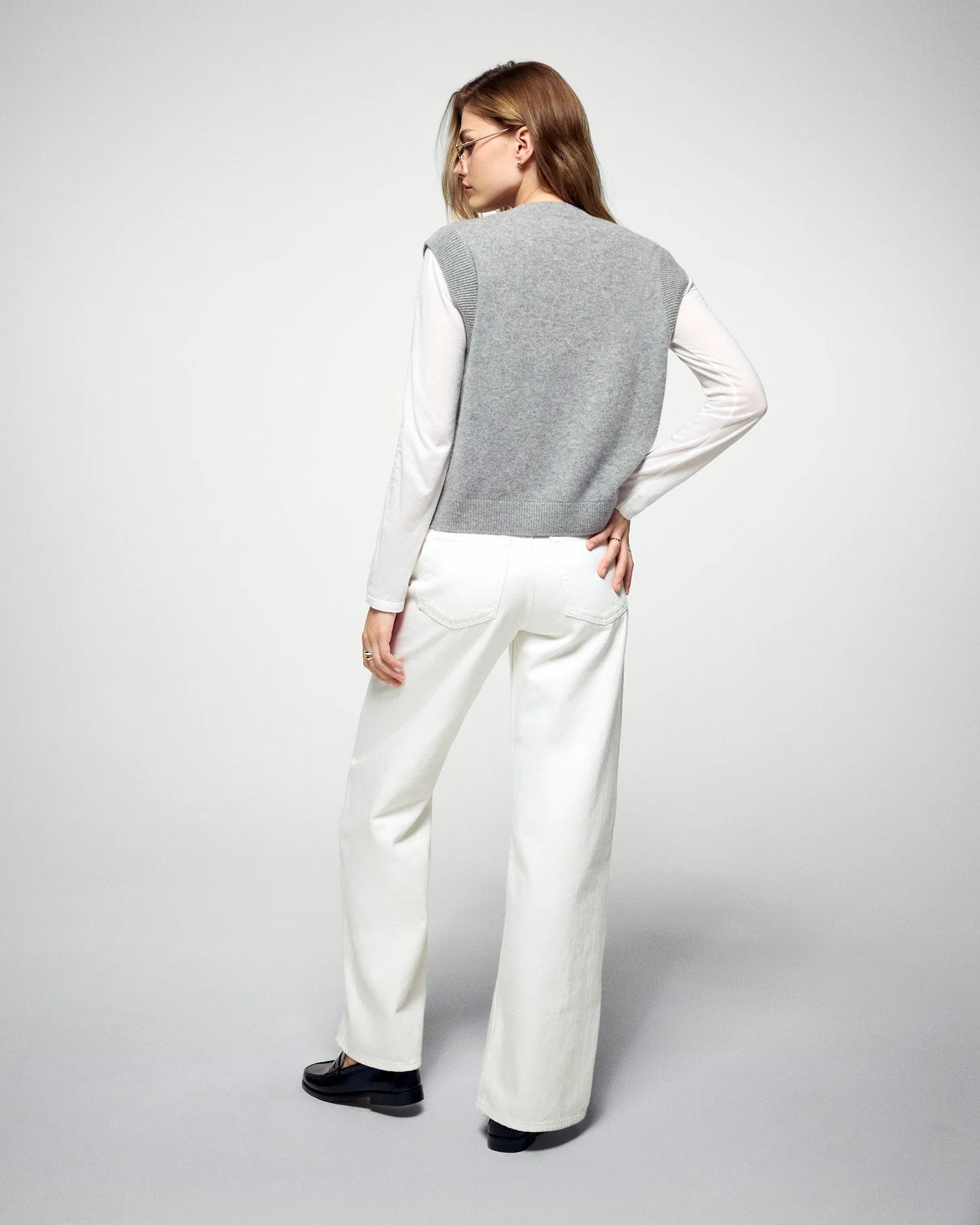 Pull Sans Manches Coeur Gris Chine Fonce