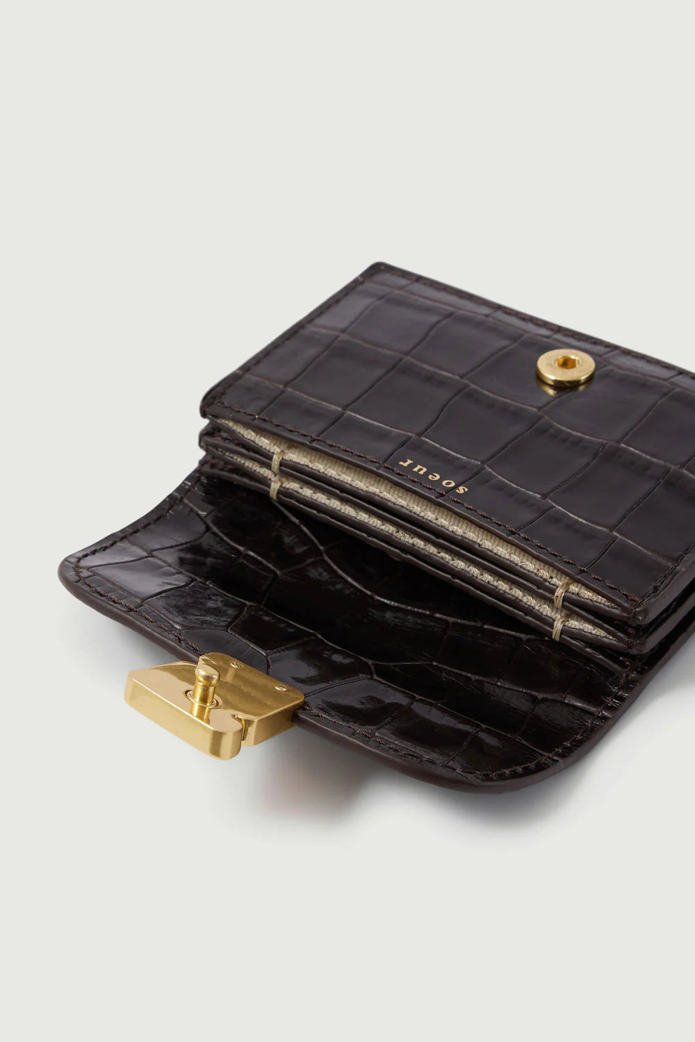 Porte Cartes Aube Croco Marron