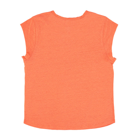 T-shirt Col Profond Lin Orange
