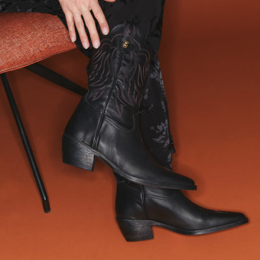 Bottes Lucienne Noir Brodees