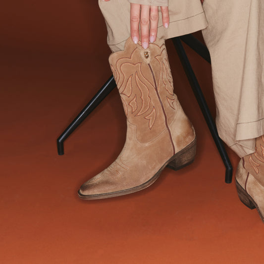 Bottes Lucienne Olive Brodees