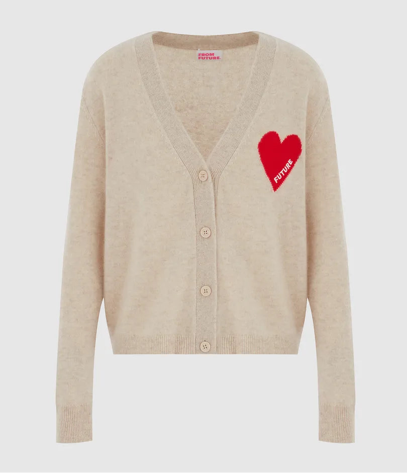 Cardigan Coeur Beige Chine