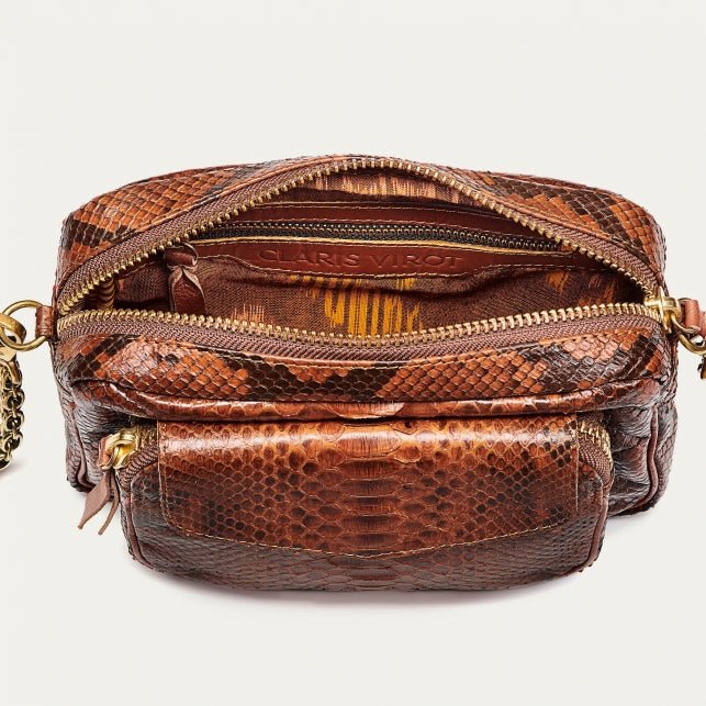 Sac Charly Python Moka Chaine Or