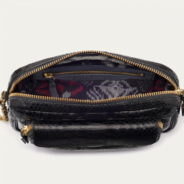 Sac Big Charly Python Noir Chaine Or