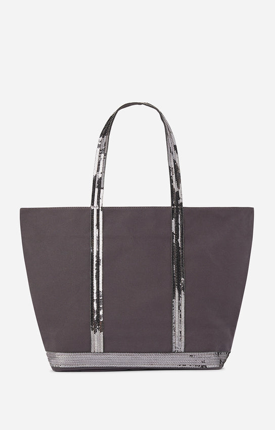 Sac Cabas L Toile Zip Grey