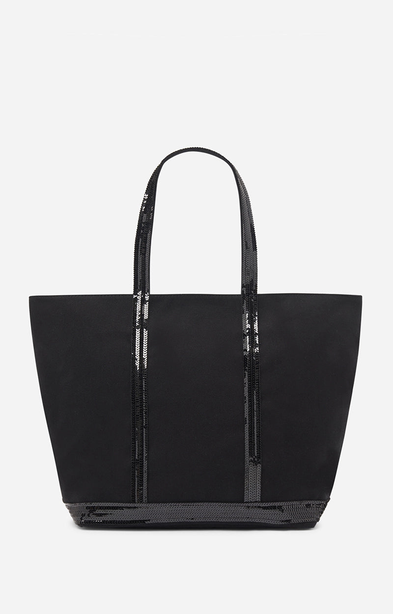 Sac Cabas L Toile Zip Noir