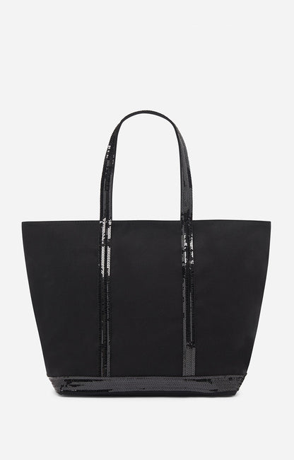 Sac Cabas L Toile Zip Noir