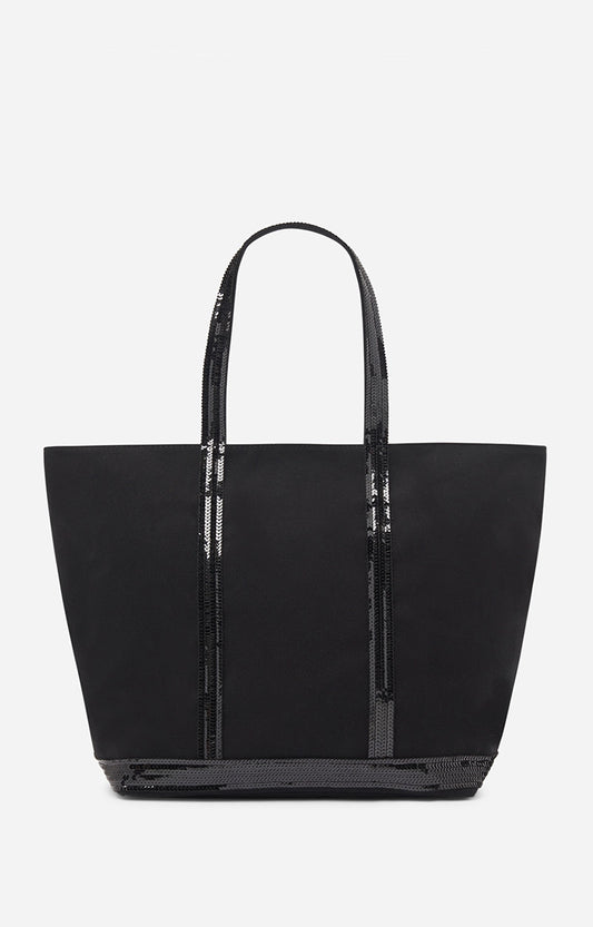 Sac Cabas L Toile Zip Noir