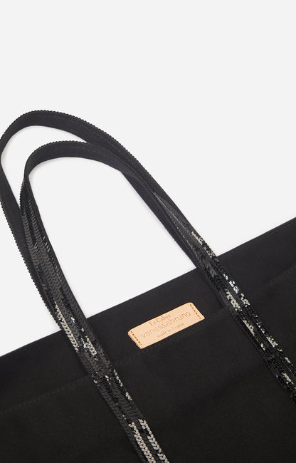 Sac Cabas L Toile Zip Noir