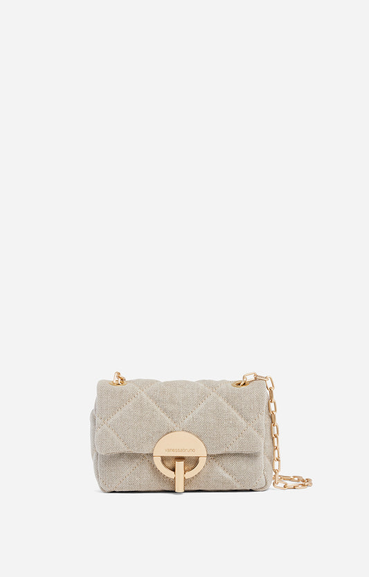 Sac Moon Nano Lin Matelassé Sable