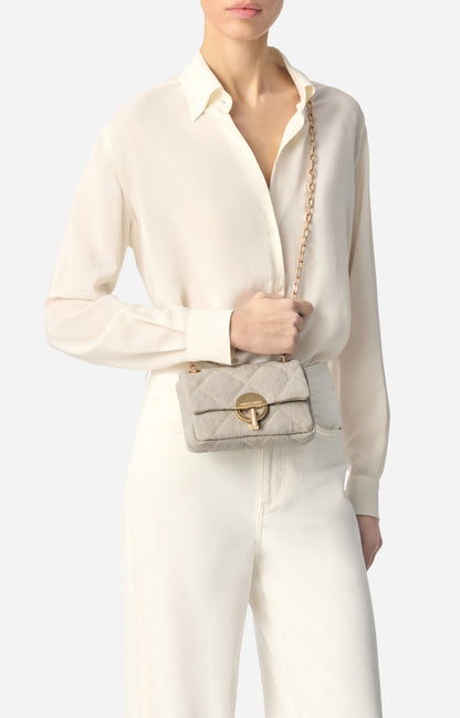 Sac Moon Nano Lin Matelassé Sable