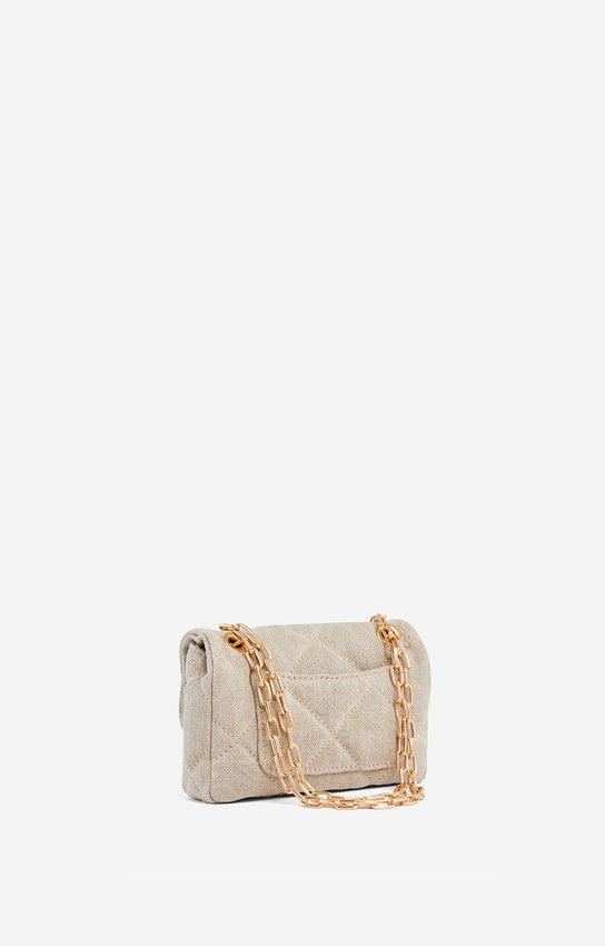 Sac Moon Nano Lin Matelassé Sable