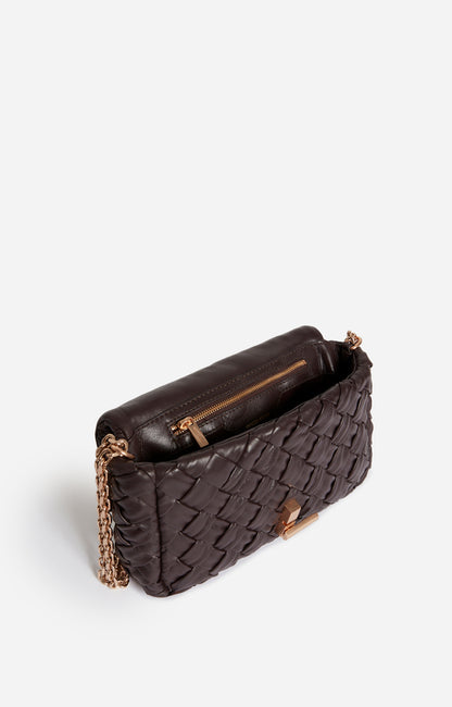 Sac Moon MM Cuir Tresse Chocolat