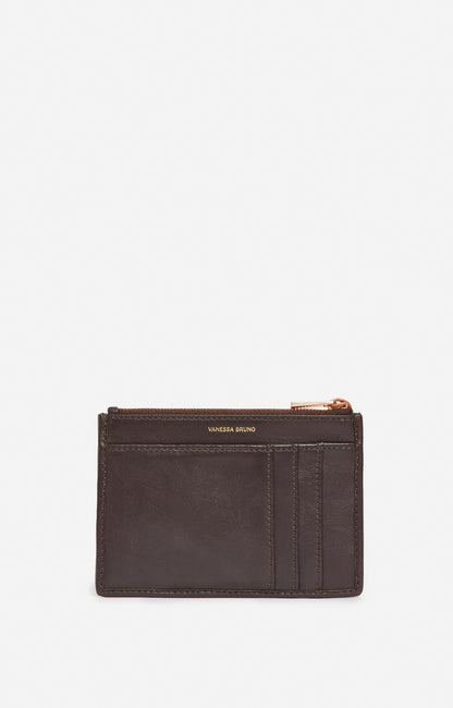 Porte Monnaie Cuir Tresse Chocolat