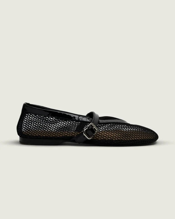 Ballerines Résille Cuir Black