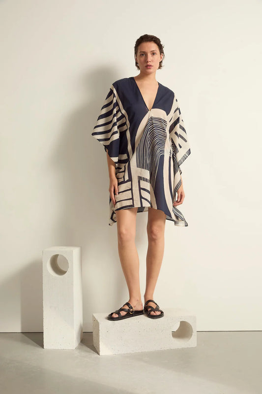 Poncho Pauline Carousel Ink Blue
