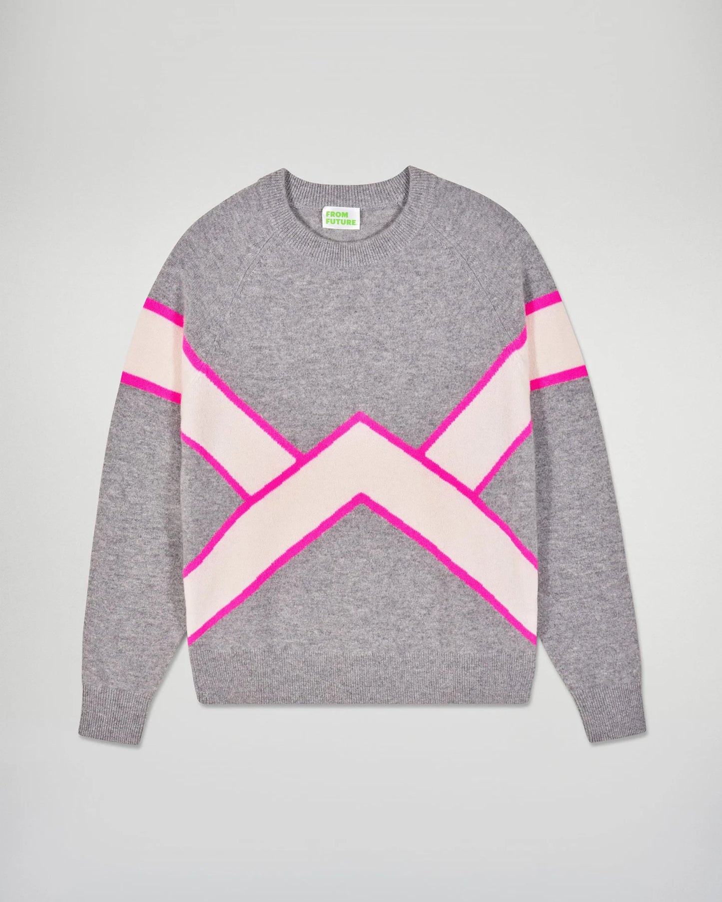 Pull Bandes Contrastées Gris Chiné Foncé