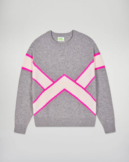 Pull Bandes Contrastées Gris Chiné Foncé