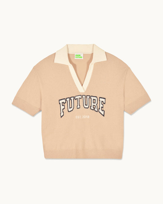 Pull Col Polo Manches Courtes Future Tropical Camel