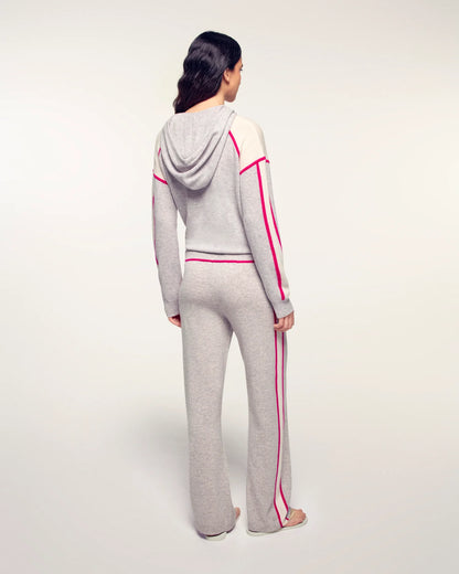 Jogging Large Bandes Gris Chiné Clair