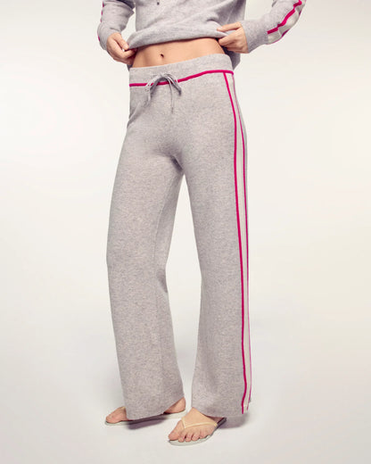 Jogging Large Bandes Gris Chiné Clair