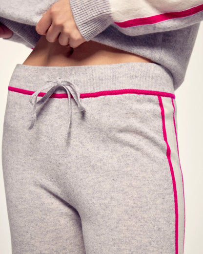 Jogging Large Bandes Gris Chiné Clair