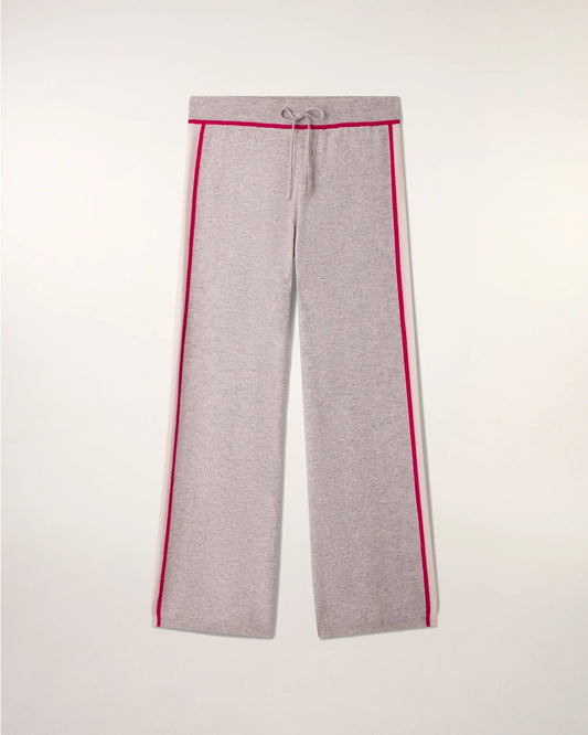 Jogging Large Bandes Gris Chiné Clair