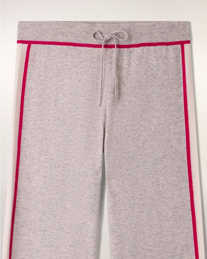 Jogging Large Bandes Gris Chiné Clair