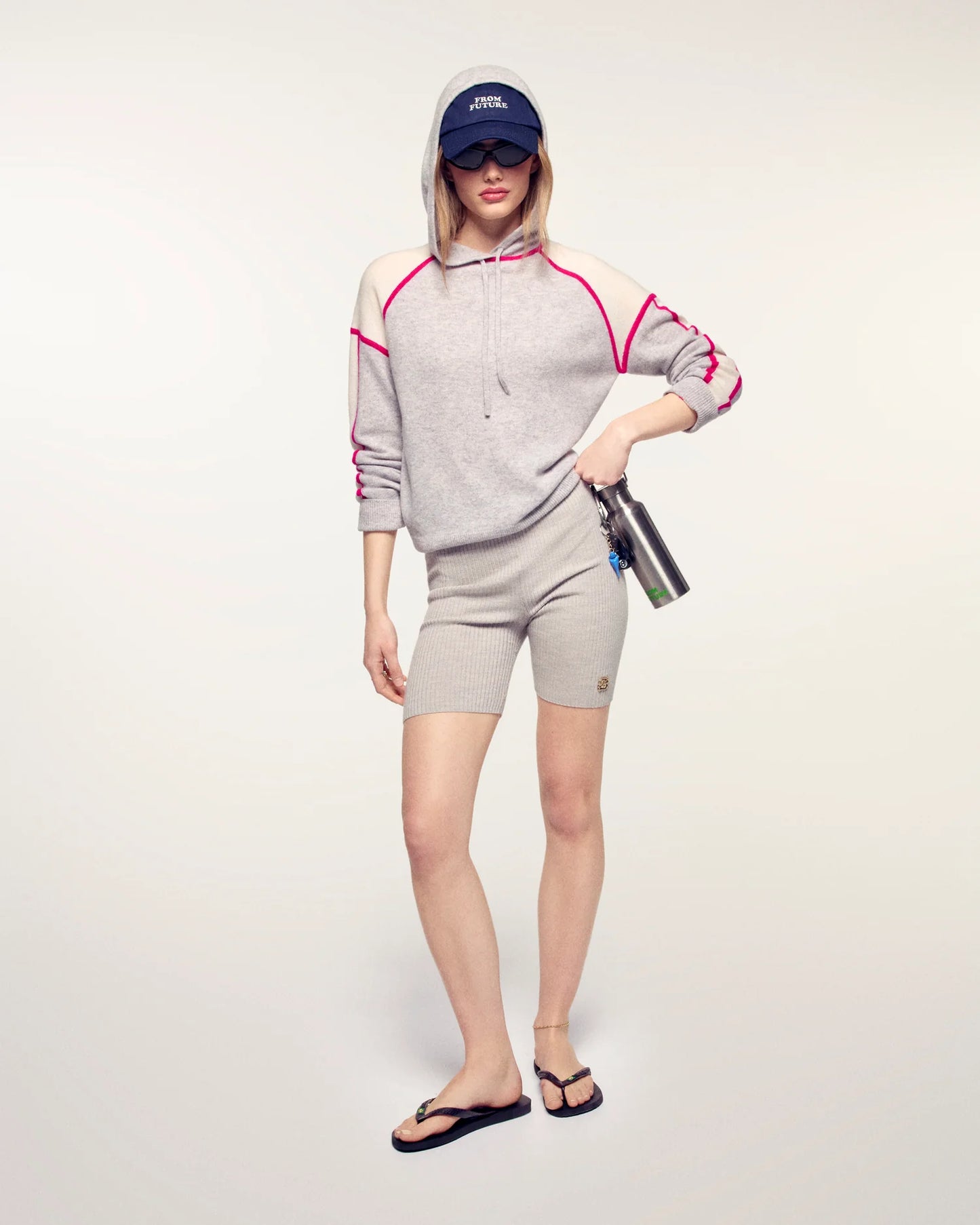 Hoodie Tricolore Gris Chiné Clair