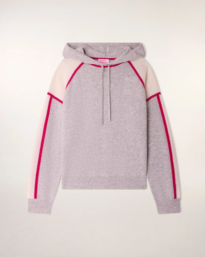 Hoodie Tricolore Gris Chiné Clair