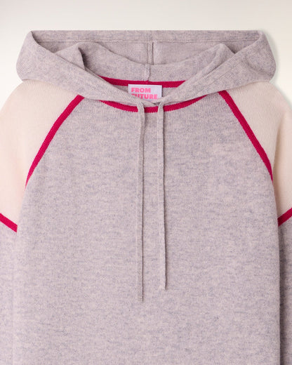 Hoodie Tricolore Gris Chiné Clair