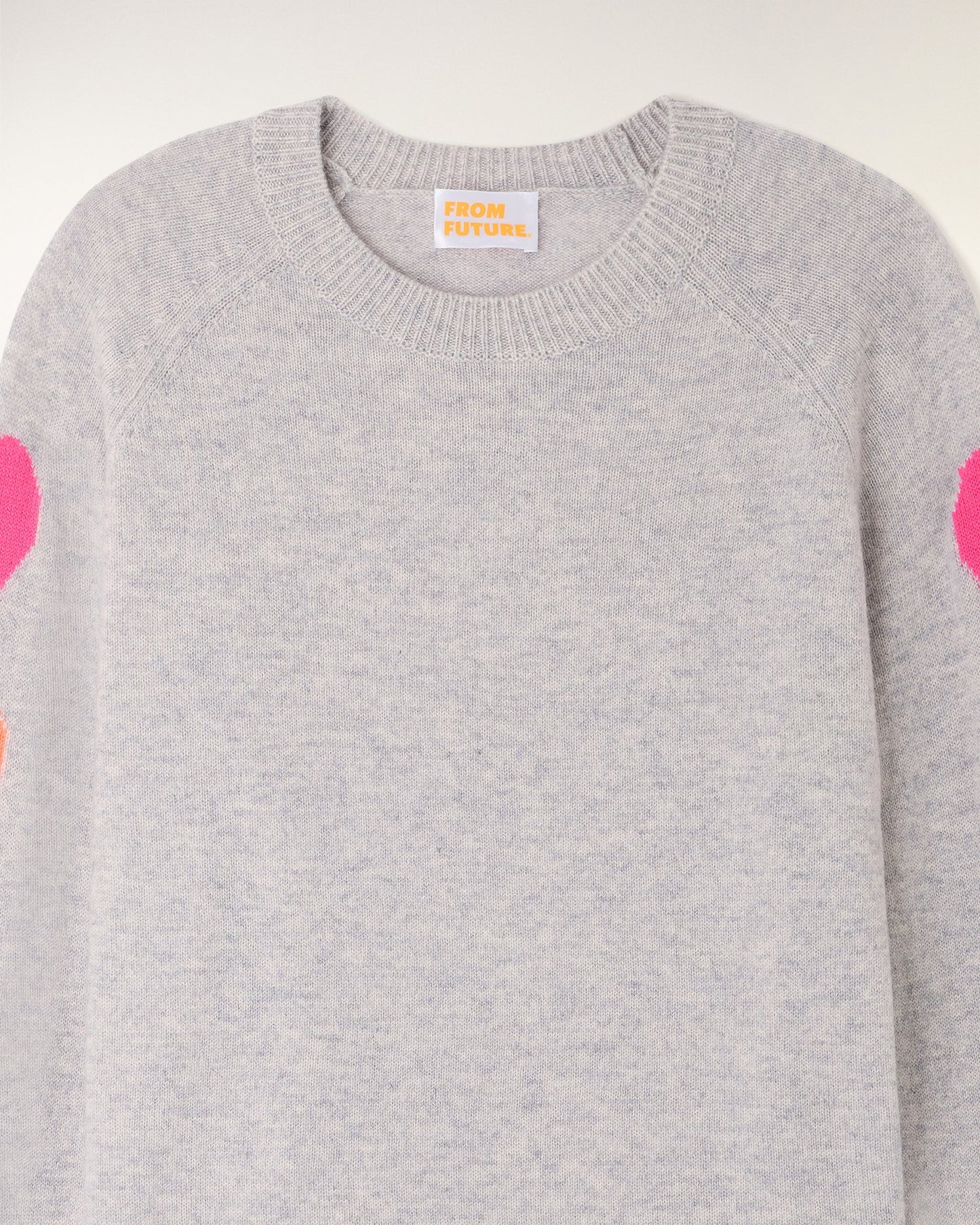 Pull Coeurs Multi Gris Chiné Clair