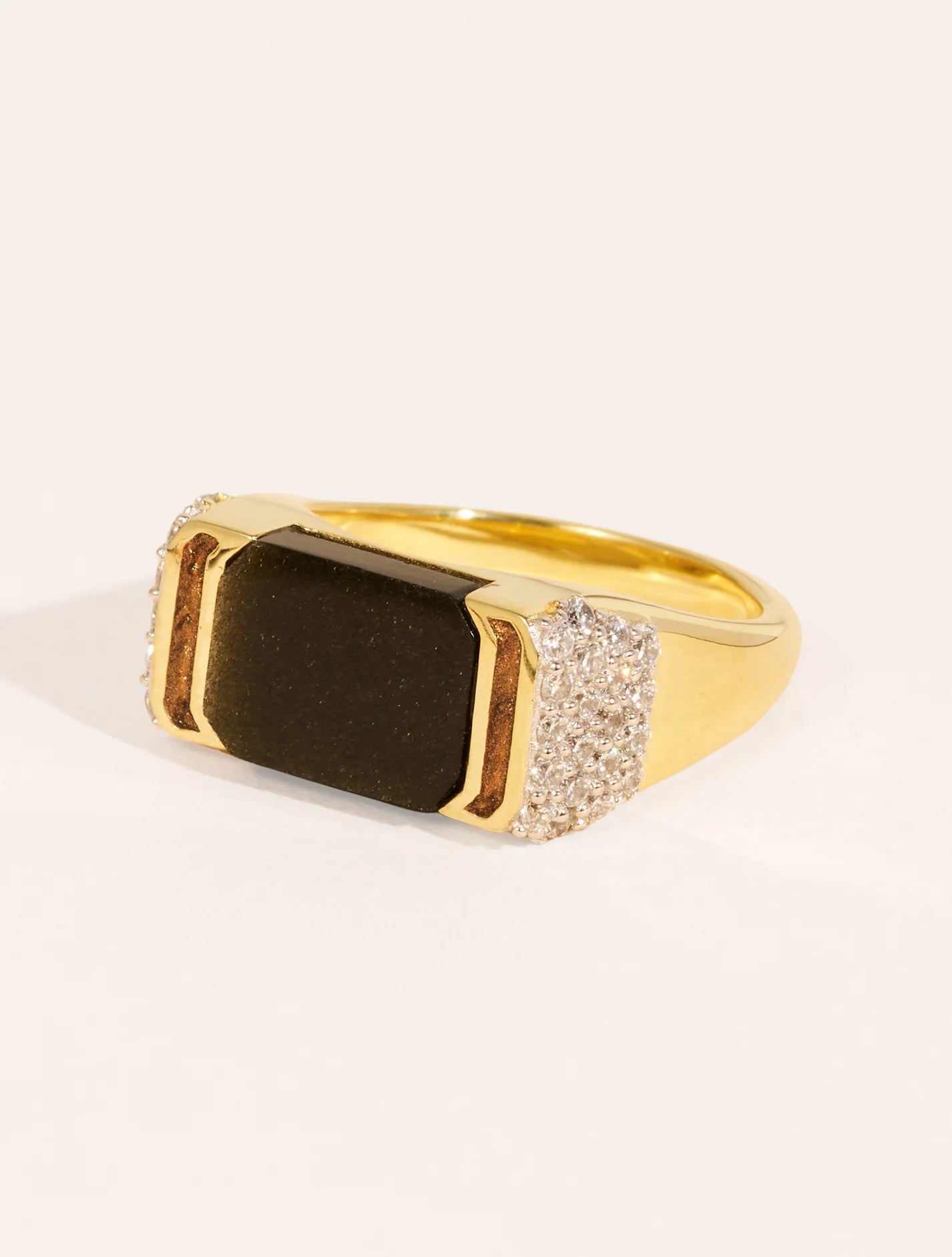 Bague Berry Obsidienne Dorée