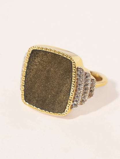 Bague Kara Obsidienne Dorée