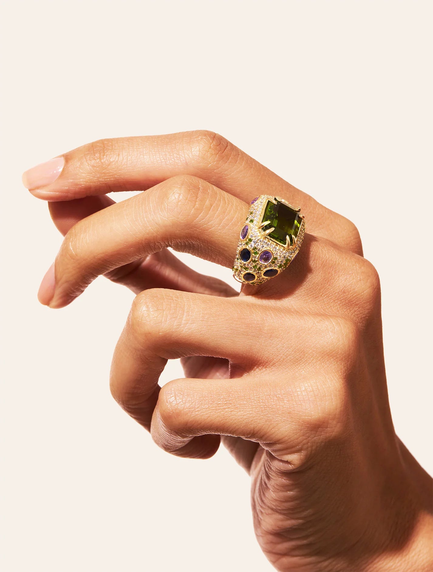 Bague Panthère Quartz Vert