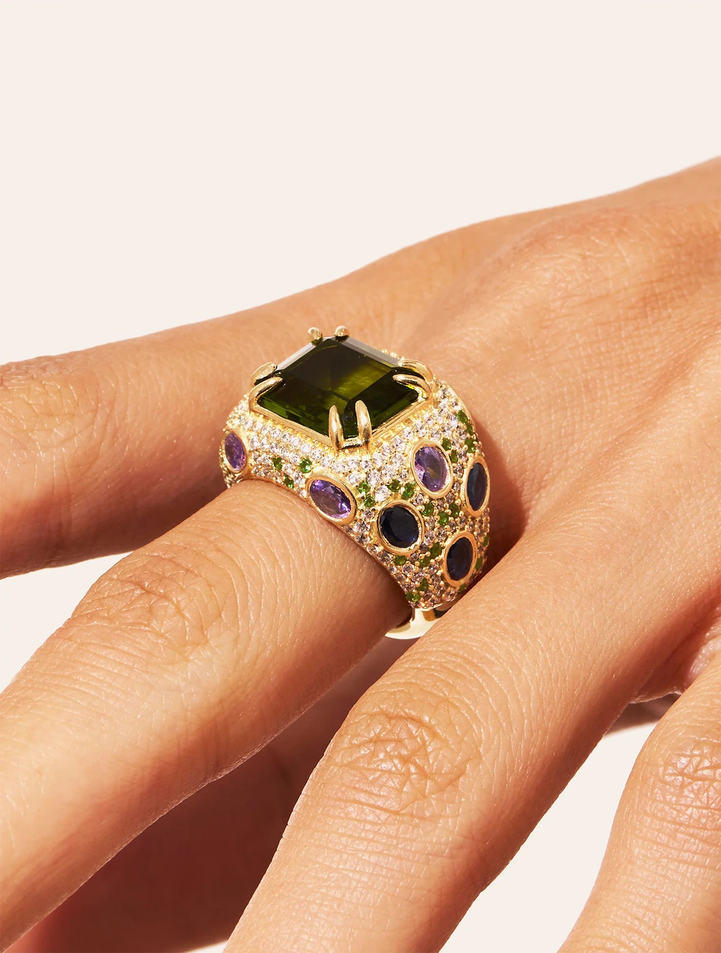 Bague Panthère Quartz Vert