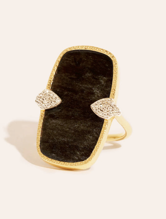Bague Sangha Obsidienne Dorée