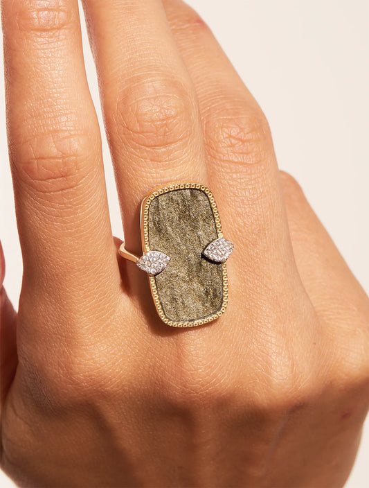 Bague Sangha Obsidienne Dorée