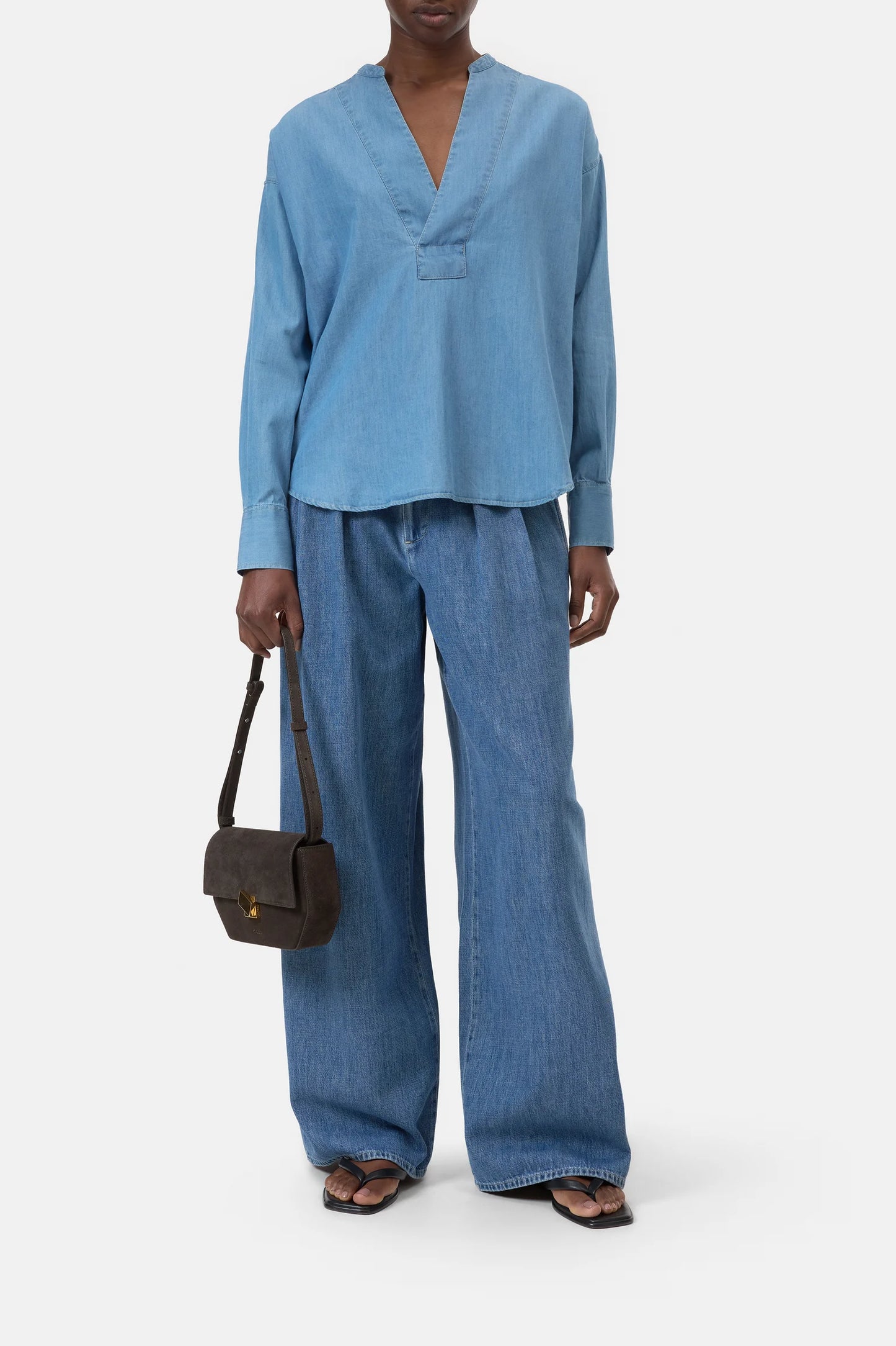 Chemise Wide Placket Light Blue