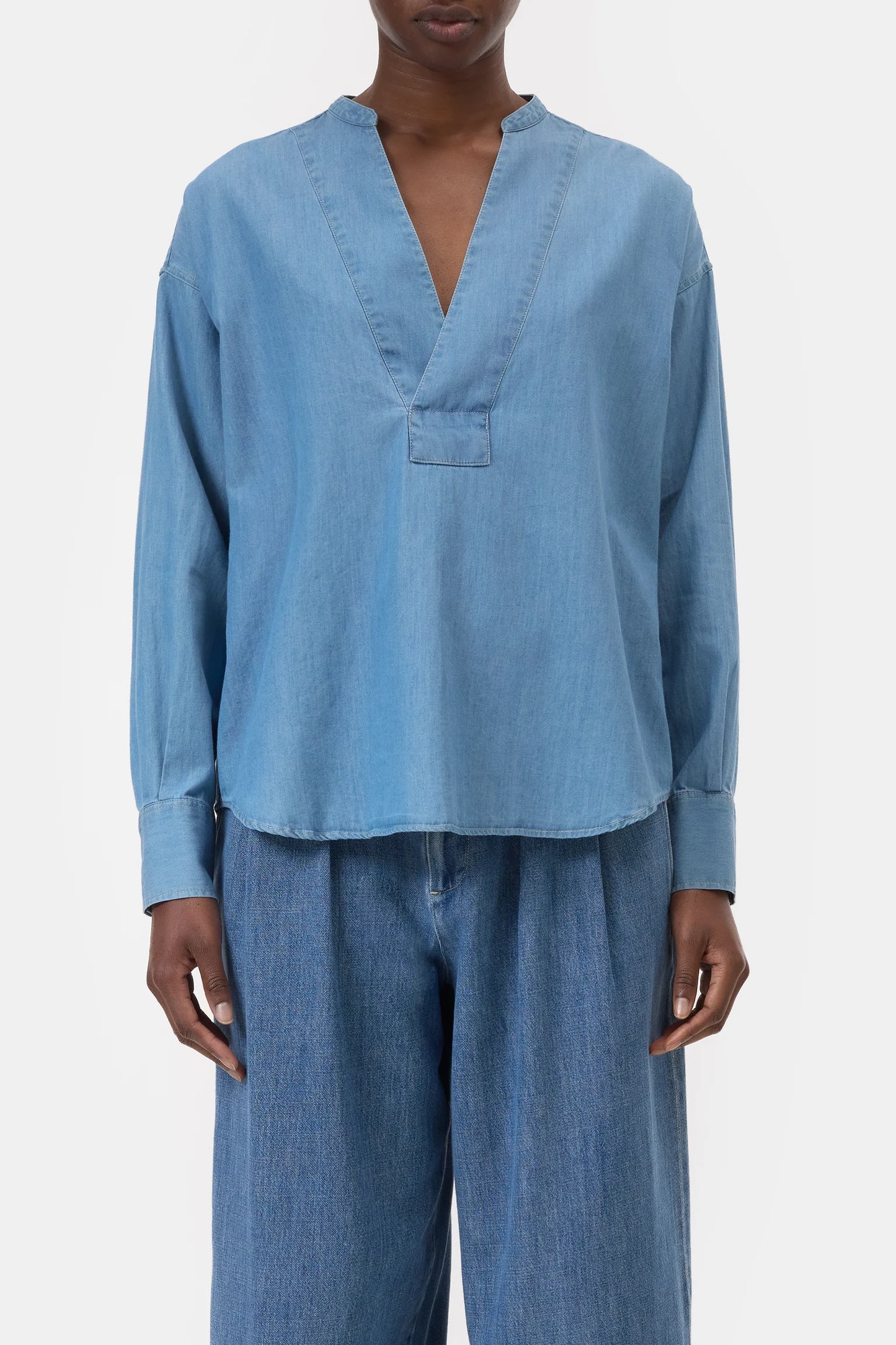 Chemise Wide Placket Light Blue