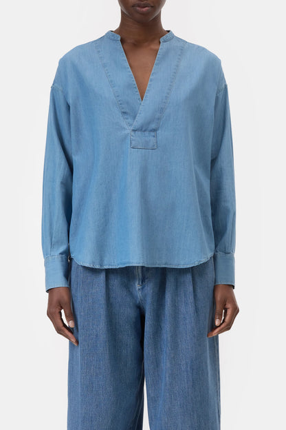 Chemise Wide Placket Light Blue