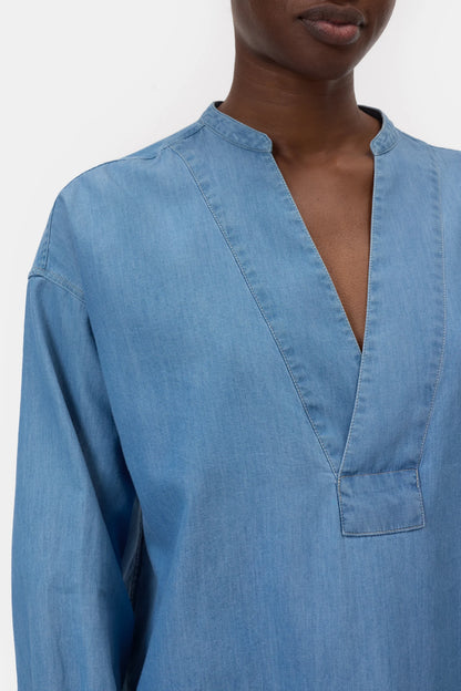 Chemise Wide Placket Light Blue