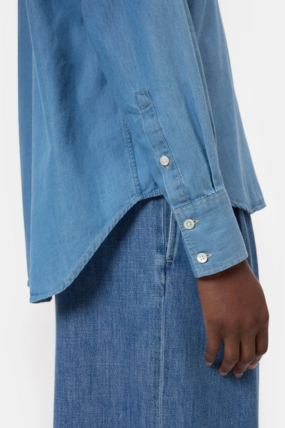 Chemise Wide Placket Light Blue