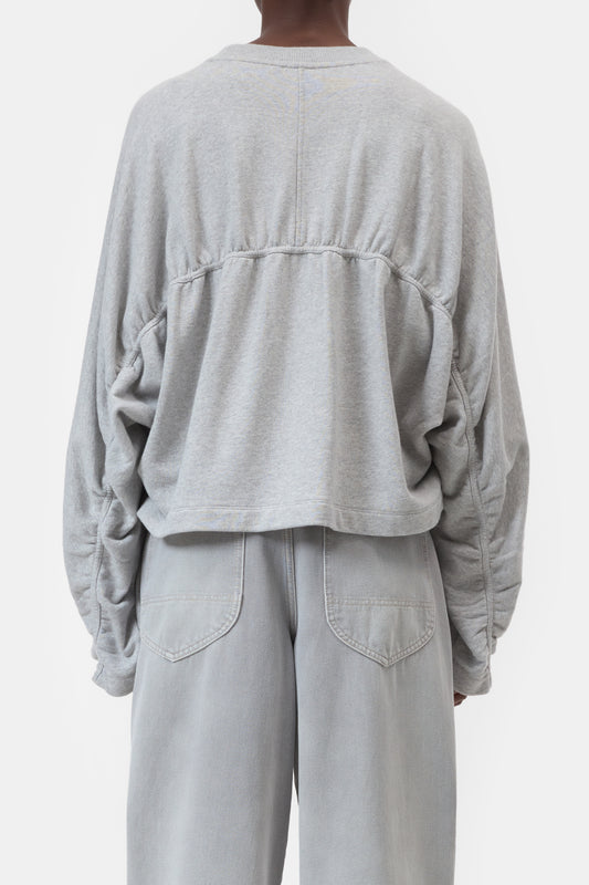 Sweat Froncé Gris Chiné Clair