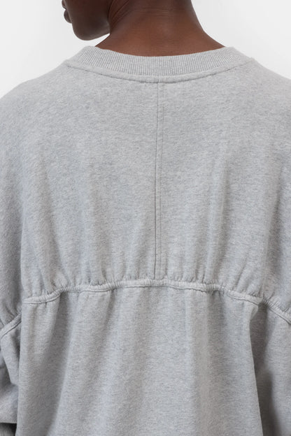 Sweat Froncé Gris Chiné Clair